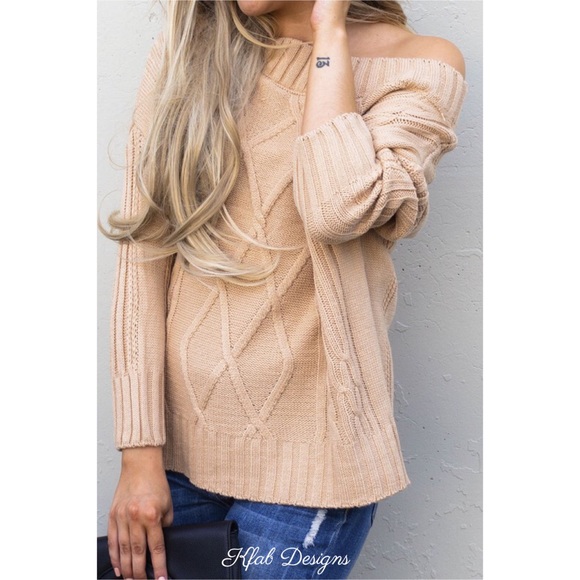 ❤️LAST 1! Comfy Cable Knit Off Shoulder Sweater! - Picture 3 of 6